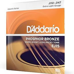 D'Addario Guitar Strings - Phosphor Bronze Acoustic Guitar Strings - EJ15 - Rich, Full Tonal Spectrum - For 6 String Guitars - 10-47 Extra Light-5