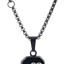 Square Geometric Aesthetic Religious Punjabi Ek Onkar Symbol Memorial Jewelry Sympathy Christmas Birthday Gift for Son, Him, His, Friends Black-image-1