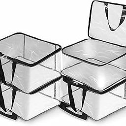 Golden bird Transparent Pvc Storage Bag For Saree Covers,Clothes,Lehenga,Blankets,Bedsheets,Toys,Docs|Wardrobe Organizer|Clear Storage Box Bag(Pack Of 4),25 Cm,15 Cm,White-28