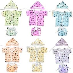 New Born Baby Clothing Set Front Open Half 6 Shirts | 6 Tying Nappies | 6 Tying Caps | Infant Cloths (0-3 Months) (Pack Of 18)(Half 3Pcs)-image-18