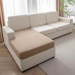 HOKIPO Super Stretch Jacquard Chaise Cover Sectional Couch Covers for L Shaped Sofa, 1 Piece Chaise Cover, Brown (AR-5347-BR)-image-60