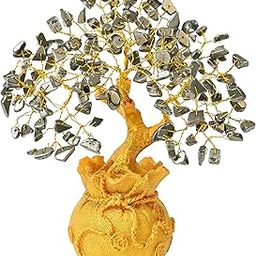 Crocon Pyrite Crystal Money Tree with Golden Potli Base – Wealth, Vastu, Reiki Healing & Good Luck – Feng Shui Bonsai Gift for Women, Friends, Birthday, Home & Office Decor – Handmade Gemstone Tree-image-54