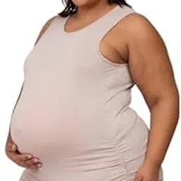 shaperx Pregnancy Stretchable Sleeveless Basic Maternity Tank Top for Pregnant Women Yoga Athletic Vest with Ruched Side for Baby Bump Lightweight Pull On Pack of 1-picture-31