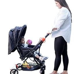 Little Pea Vista Baby Stroller with Reversible Handle bar,5 Point Safety Harness, Looking Window, Multi Level Recline & Adjustable footrest, Extendable Canopy, strollers for 0 to 5 years || Newbron Baby Stroller (Black)-12