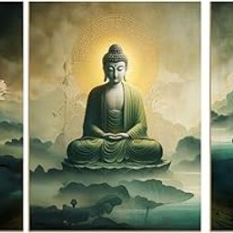 Buddha Blessings – Calm & Spiritual Home Decor UV textured MDF board | Set of 3 | 12 * 18 inch | for living room decor and home decor with double side gumming tape on backside-image-62