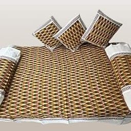 Charanteja Handlooms pochampally ikkat Cotton Diwan Set with 5 Pieces - 1 Single bedsheet with 3 Cushions Covers and 2 Bolster Covers_056-image-79