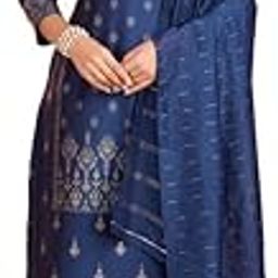 Silk Blend Floral Print Ethnic Salwar Suit With Dupatta For Women-image-1