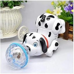 Electronic Dancing Dalmatian Dog Toy with Light-up Ball, Musical Pet, Battery Operated, White and Black-10