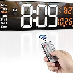 Zgrmbo - 16 inch large digital wall clock with remote control, large display digital clock with time, date, week, temperature, 12/24H, automatic/custom brightness,-9