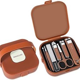 SHOPPOSTREET Nail Clippers Set 7 Pieces Stainless Steel Professional Grooming Kits, Fingernail and Toenail Clipper Cutters with Luxurious Travel Case Nail Care Tools Manicure Pedicure Kit (D-Brown)-image-17