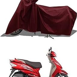 ROMEIZ - Two Wheeler - Scooty - Bike Cover for TVS Wego Cover with Water-Resistant and Dust Proof Premium 190T Fabric_Entire Maroon-19