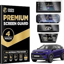 Spartan Shield {4 PACK) Screen Guard For NEW TATA NEXON || 10.25 INCH INFOTAINMENT [THIN CORNERS] + STEERING + 10 inches MID + AC PANEL Protector || Nexon Car Display Accessories [Not Tempered Glass]-30
