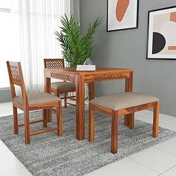 The Lovely Creation Solid Sheesham Wood Dining Set for Home,Resturant,Cafe | Perfect for Home | (Natural Finish, 4 Seater with Bench)-image-83