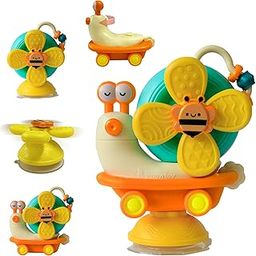 innovitoy 5 Modes of Play Yellow Snail Spinner Toy for Baby 0-3 Years - Convertible Friction Powered Car - Sensory Toys for Kids with Suction Cup Base - Perfect Baby Gift Set - Made in India-43