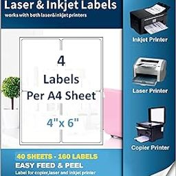 Securement easyship Sticky Labels - A4 Size with 4 pre Cut Labels per Sheet (40 Sheets)-image-2