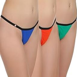 Women's Solid Multicolor Thong Panties (Pack of 3)-44
