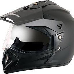 Vega Off Road ISI Certified Matt Finish Full Face Dual Visor with Peak Helmet for Men and Women Outer Clear Visor and Inner Smoke Sun Visor(Dull Black, Size:M)-15