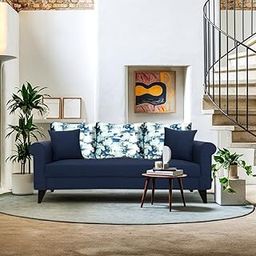 Blisscraft Fuross 3 Seater Fabric Sofa Set (Blue)-image-66