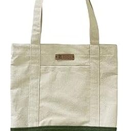 Canvas Tote with Dual Handles, Natural White & Olive Green, Eco-Friendly, Reusable, Durable, Stylish Travel and Shopping Bag with Leather Tag-image-73