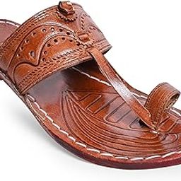 Men's Kolhapuri Chappal/Slipper/Sandal/Handcrafted 100% Genuin Leather (Kapshi Shape) Brown-image-38