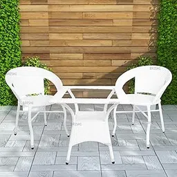 BRISHI Garden Patio Seating Chair and Table Set Outdoor Balcony Garden Furniture Coffee Chair Table Set- Square Table (White, 2 Seater)-picture-35