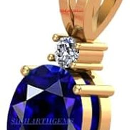4.25 Ratti 3.00 Carat Certified Original Blue Sapphire Gold Plated Pendant Locket Panchdhatu Stone Neelam Pendant Locket for Men & Women by Lab Certified-image-68