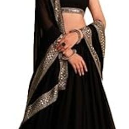 Georgette Black Lehenga Choli Set For Women-image-66