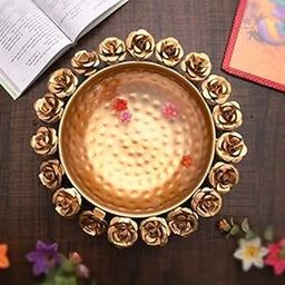 JR Handicrafts World Round Flower Border Designer URLI (Set of 1) Decorative Beautiful Handcrafted Bowl for Floating Flowers and Tea Light Candles Home,Office and Table Decor Special-88