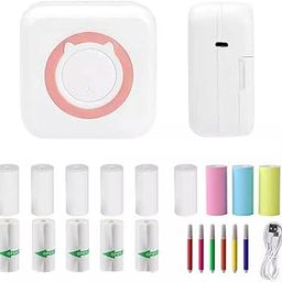 RuiJOTWAT Mini Printer, Mini Thermal Printer, with 13 Rolls of Printer Paper, Mini Photo Printer, Mini Sticker Printer, Wireless Printer, Suitable for School, Home, List, DIY Graffiti, Pink-image-66