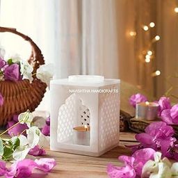 White Marble Tealight Candle Holder | White Marble Oil Diffuser Decoration Items for Home Garden, Living Room, Home Decor or Candle Holder-image-58