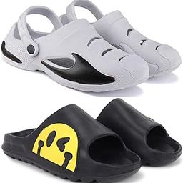 Combo Pack of 2 Slipper/Flip Flops/Slides/Clogs/Sandals for Men (Clog-700 Vs YEE-Eyes & Style)-image-50