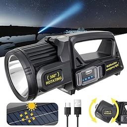 YHK Solar Flashlight, 1000000 Lumens, Multi Function Lightweight Waterproof Solar and USB Rechargeable LED Flashlight IPX6 Waterproof Survival Kits for Indoor Outdoor, Home Emergency,Outages, Hiking-4