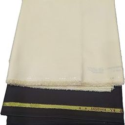 Men's Cotton Unstitched Shirt and Pant Fabric (Cream and Black, Free Size)-picture-9