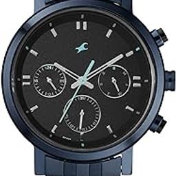 Men Tick Tock Quartz Analog Black Dial Metal Strap Watch for Guys-3287KM04/NT3287KM04-15