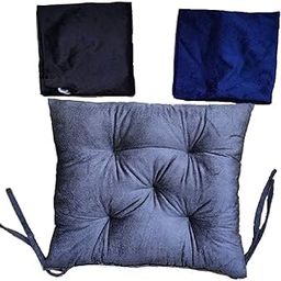 Velvet Comfort Chair Cushion ghar, Office, Bank, car conjugated Hollow Soft and Washable (Grey, 16 x 16 inch) 1 Chair and 1 Black and 1 Navy Blue Chair Cover-image-7