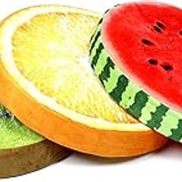 Keshav Creation Polyester Fruit Cushion, Round Shape Fruits, Fruit Stuffed Cushions Toy Seat Pad -Multicolored Decorative Cushion. (12X 12 Inch) (Set of 3)-image-4