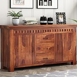 SHUBHANKAR ART Solid Sheesham Wood Wooden Cabinet Sideboard with 4 Drawers and 2-Door Storage (Adolph,Honey)-image-13