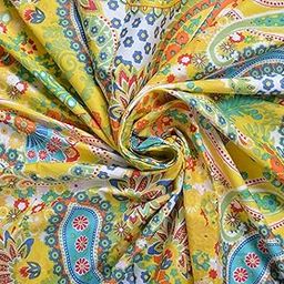 Malan Bai Printed Cotton Cloth Floral Materiel Natural Running Fabric Jaipuri Hand Block Printed Women Unstitched Dress Material Kurtis Natural 43" Inches Width (3 Meter)-image-7