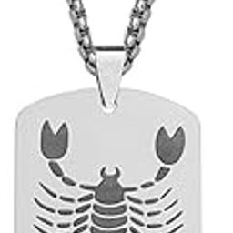 Dog Tag Astrology Jewelry Zodiac Charm Silver And Black Stainless Steel Pendant Necklace Chain For Men And Women LCSPn202338-picture-30