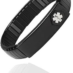 EnerMagiX Medical Alert Bracelets for Men Women, Elastic stainless steel ID Bracelet for Type 1 and Type 2 Diabetes Epilepsy Emergency-image-63