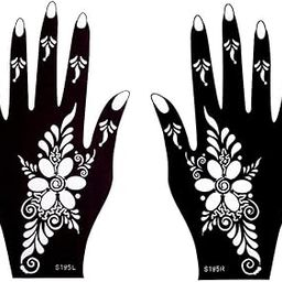 IVANA'S Set of 2 Pieces Henna Stencil Set for Women Girls Hand Finger Body Paint Temporary Tattoo, Black-picture-26