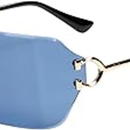 Unisex Blue Lens & Gold-Toned Rectangle Sunglasses-image-46