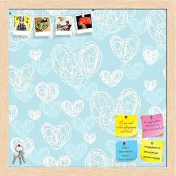 ArtzFolio Romantic Doodle | Bulletin Board Notice Pin Board | Vision Soft Board Combo with Thumb Push Pins & Sticky Notes | Natural Brown Frame | 12 x 12 inch (30 x 30 cms)-11