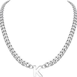 el regalo Stainless Steel Name Initial Cuban Chain Unisex Necklace- Anti Tarnish Link Chain Trendy Letter A-Z- Hip Hop Jewelry-picture-39