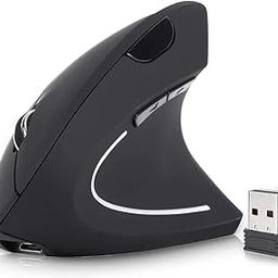 Rechargeable Ergonomic Wireless Mouse, 2.4Ghz Optical Vertical Mouse with 3 Adjustable DPIs, 6 Buttons Design with USB Receiver, Compatible with Windows and Mac System(Black)-image-99