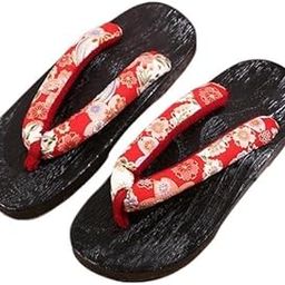 2xJapanese Clogs Slippers Geta Sandals Flip Flops for Men Women Red Round 36-image-43