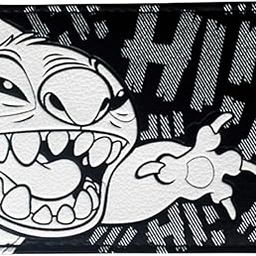 Classic Cartoon Blue Alien Character Black And White Bi-Fold Wallet-image-6