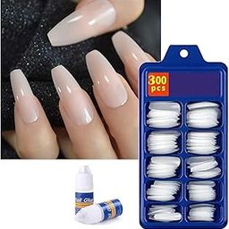 Nail Tips, 300 PCS Artificial Full Cover Fake Nails Soft Gel Tips 10 Sizes with nail Glue for Home DIY Nail Salon-41