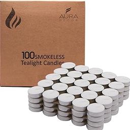 AuraDecor White Tealight Candle, Smokeless No Residue Burn Upto 3 Hour, Unscented T Light Candle for Home Decor (Set of 100 (White), Standard)-image-82