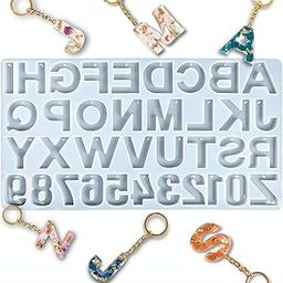 Oytra Resin Art Mould for Alphabet Keychain Making Materials DIY 3D Craft Casting Silicone Mold for Epoxy Kit for Beginners Set Letters & Number-image-5